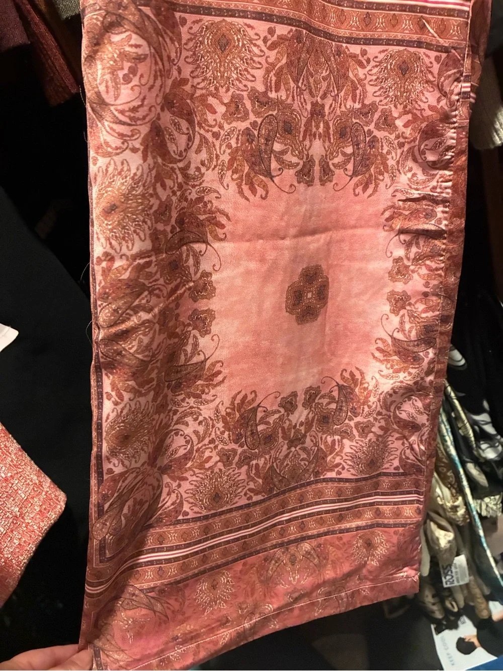 Women's Straight Leg pink Paisley Boho Pants in Dusty Rose - Peach Brand